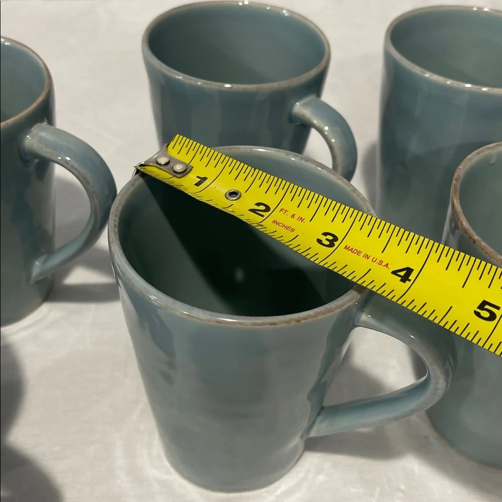 Crate & Barrel Marin Blue Coffee Mugs Made In Portugal Set Of 6